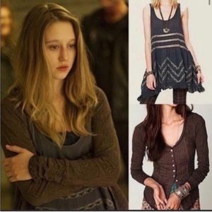 Free People Storm Gray Voile Lace Trapeze Slip